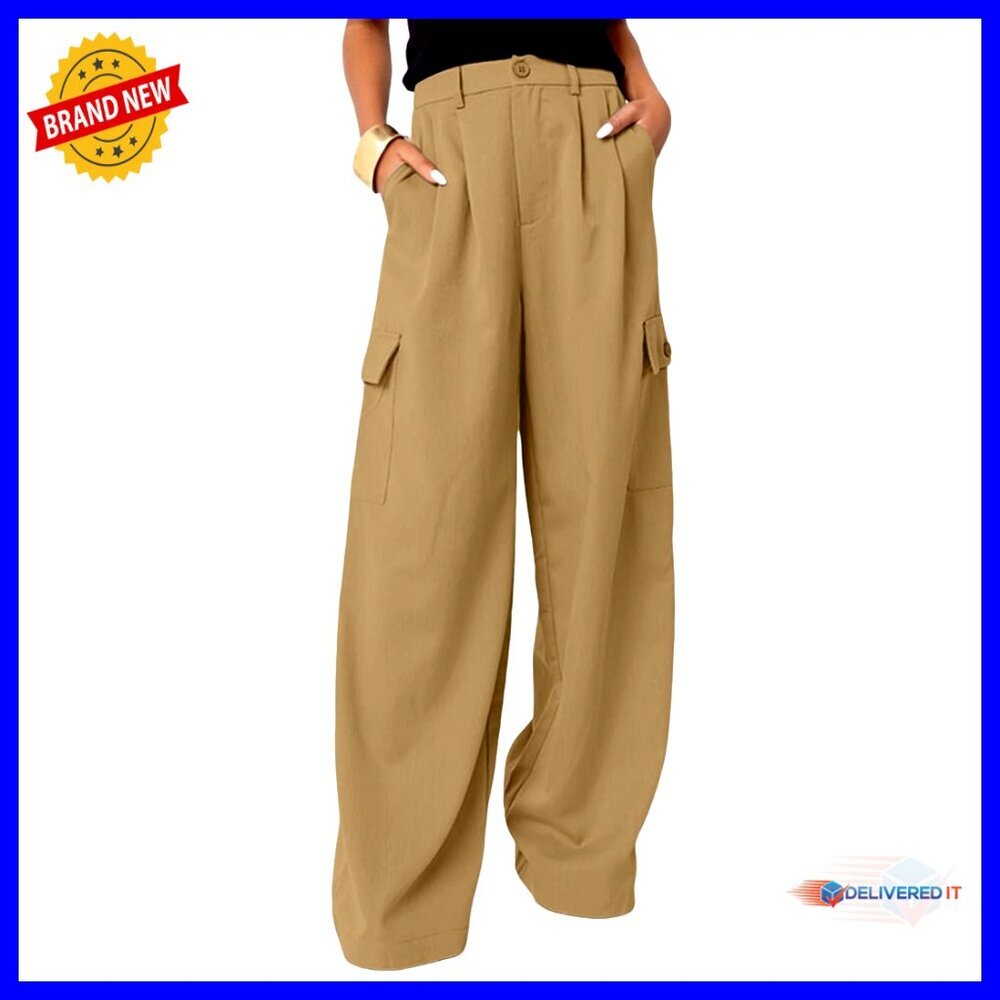 High Waisted Wide Leg Cargo Pants Casual Work Pants with Pockets Y2K Chic